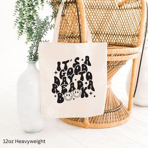 It's a good day to read a book heavy weight cotton canvas cute tote bag library
